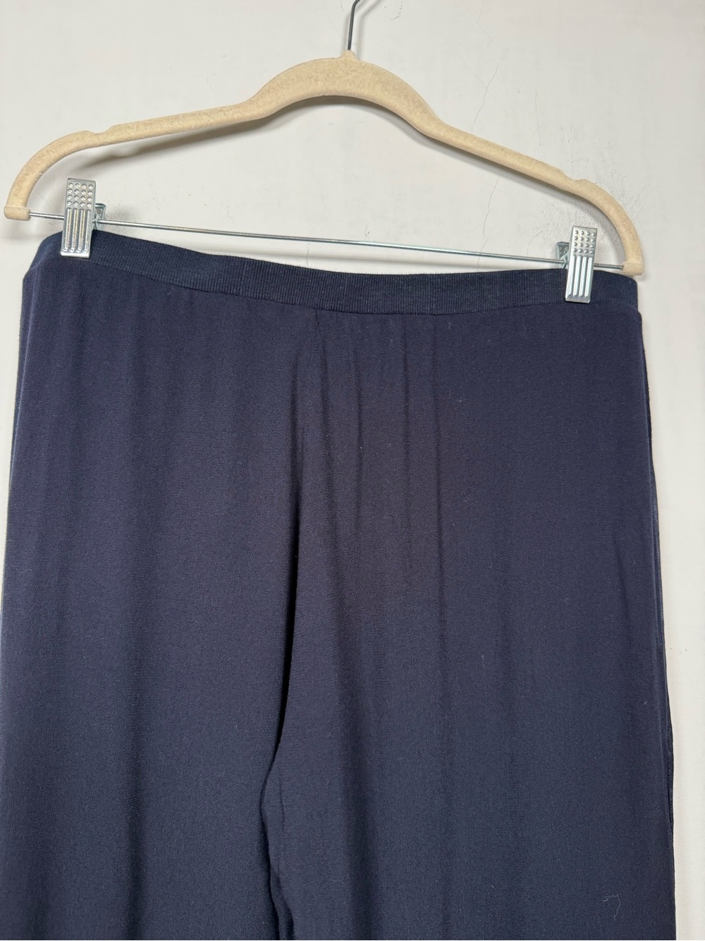 Soft Surroundings Rue De Luxe Wide Leg Pants Navy Satin Accent size M - Picture 8 of 13